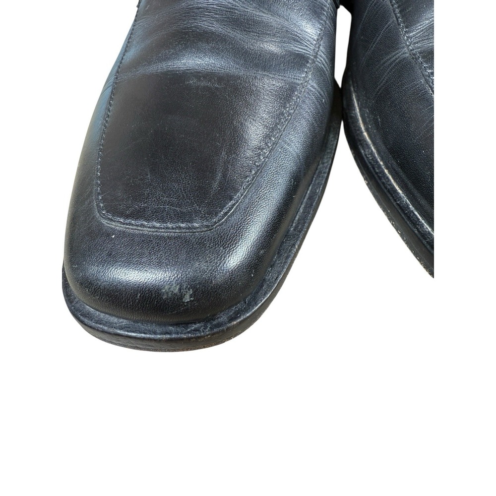 Hugo Boss Dress Shoe Size 9 Men's Embossed Logo Black Leather Lace Up Apron Toe - Picture 5 of 14